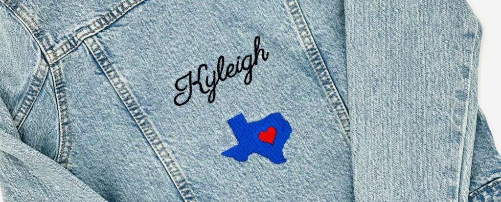 jean jacket with texas logo on back