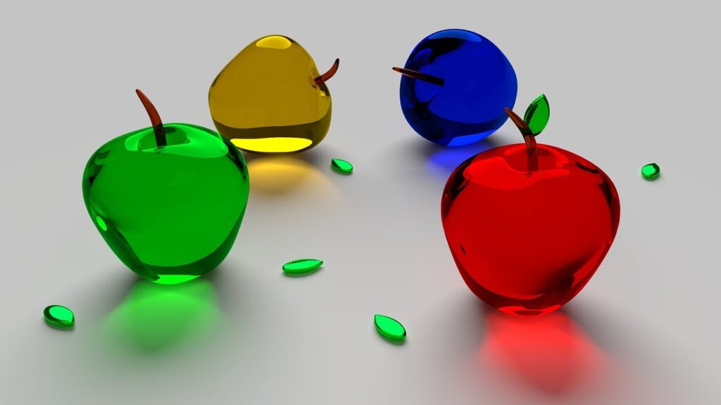 Beautifully colored glass apples